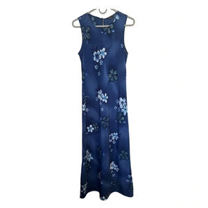Vintage 90’s / Y2K Hawaiian Floral Print Dress Blue Maxi